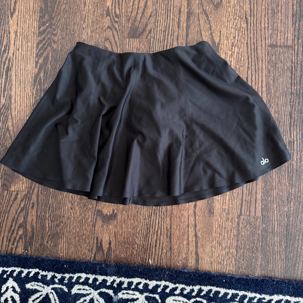 Alo Airlift Down the Line Black Tennis Skirt Size M